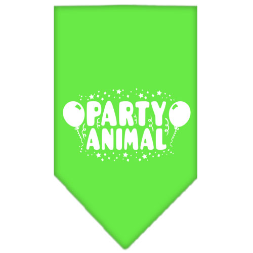 Party Animal Screen Print Bandana Lime Green Large